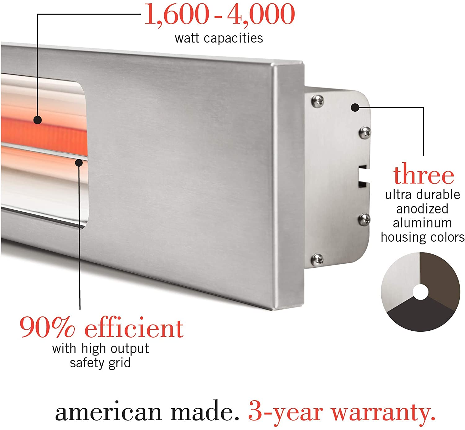 Infratech SL Series Slimline Single Element Anodized Aluminum 63.5" 4000W Matte Black Outdoor Heater - Poolstoreconnect