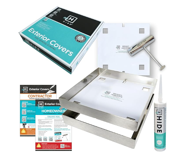 HIDE Pool Skimmer Cover Kit - 10" Luxury Hidden Skimmer Lid - Pool Connect