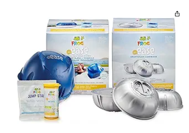 FROG @Ease Floating System for Hot Tubs - Quick & Easy Self-Regulating Hot Tub Sanitizer - Hot Tub Maintenance System with Sanitizing Minerals & SmartChlor Technology - 4 Month Bundle